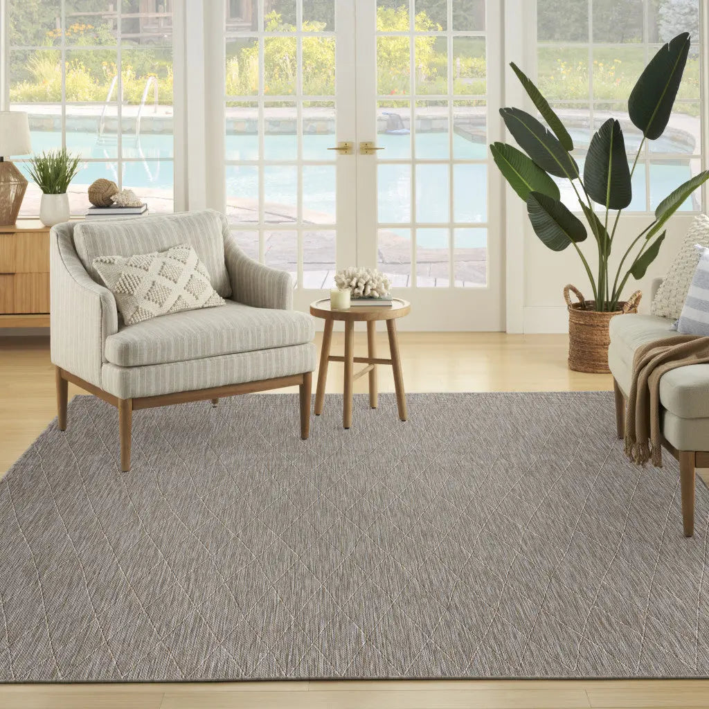 10' X 14' Gray And Light Gray Geometric Indoor Outdoor Area Rug Homeroots Outdoor