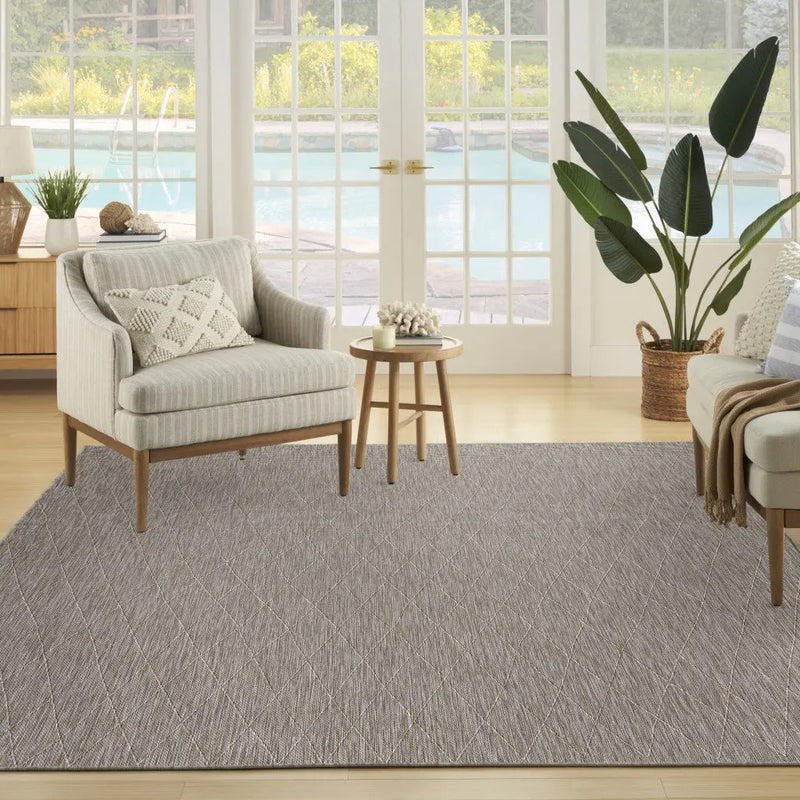 10' X 14' Gray And Light Gray Geometric Indoor Outdoor Area Rug Homeroots Outdoor