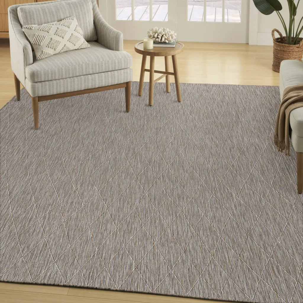10' X 14' Gray And Light Gray Geometric Indoor Outdoor Area Rug Homeroots Outdoor