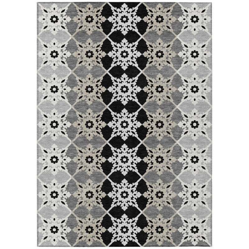 10' X 14' Gray And Pewter Floral Medallion Washable Indoor Outdoor Area Rug Homeroots Outdoor