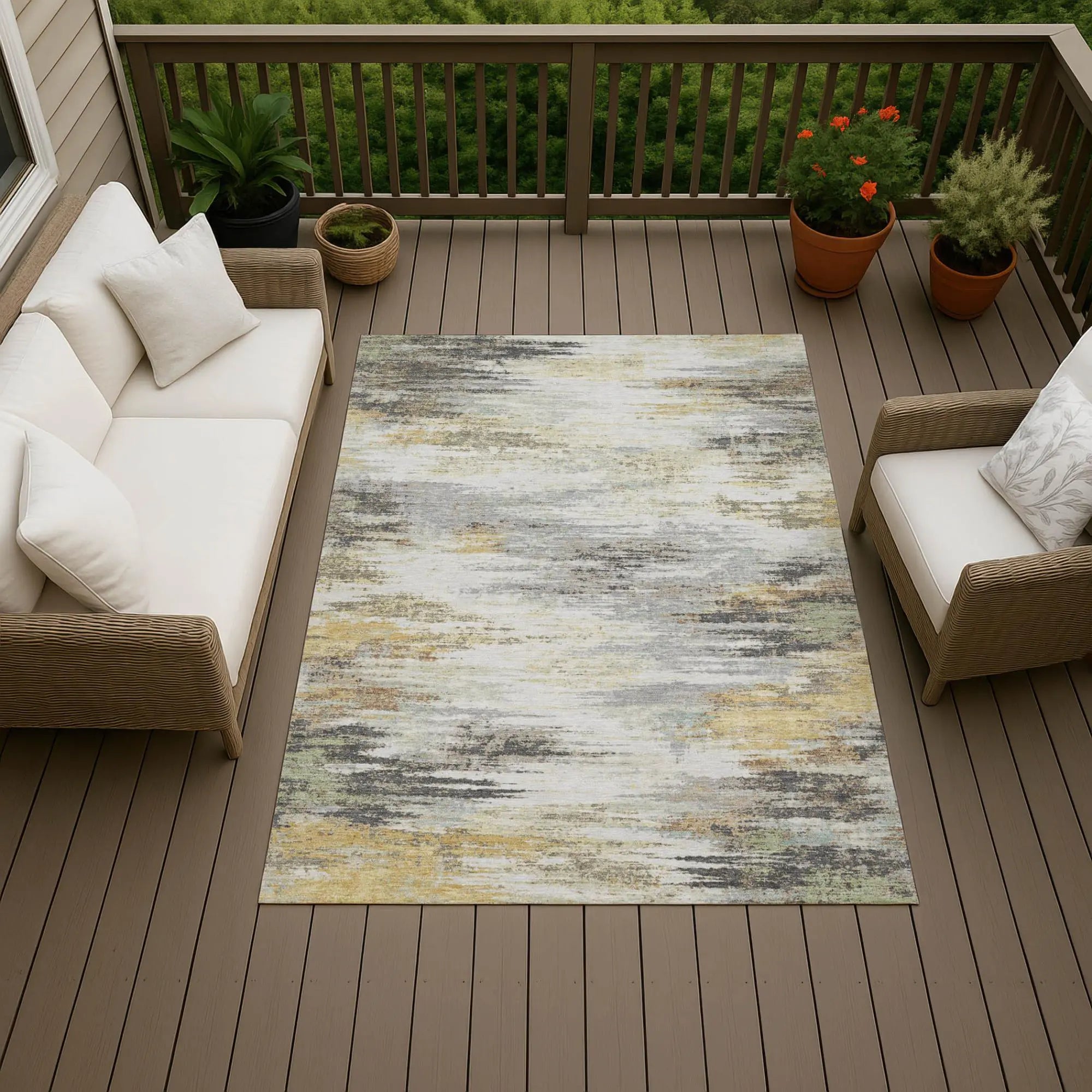 10' X 14' Gray And Silver Abstract Washable Indoor Outdoor Area Rug Homeroots Outdoor