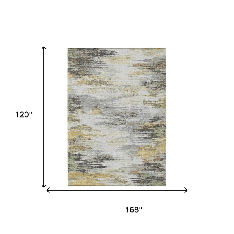10' X 14' Gray And Silver Abstract Washable Indoor Outdoor Area Rug Homeroots Outdoor