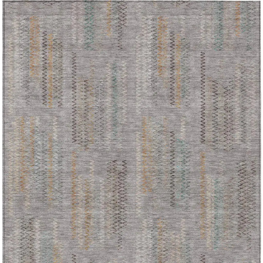 10' X 14' Gray And Silver Abstract Washable Indoor Outdoor Area Rug Homeroots Outdoor