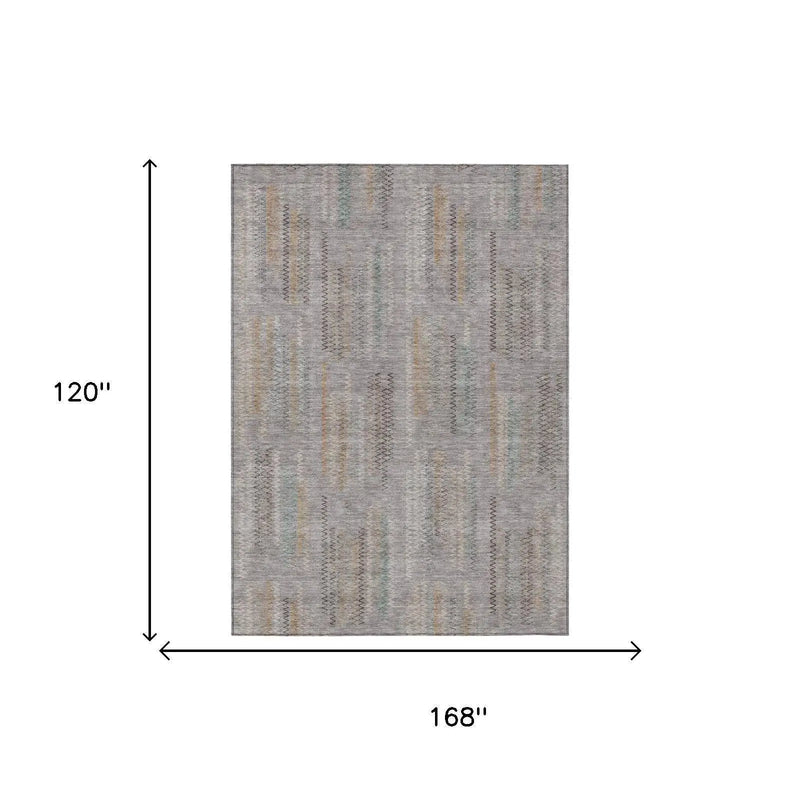 10' X 14' Gray And Silver Abstract Washable Indoor Outdoor Area Rug Homeroots Outdoor
