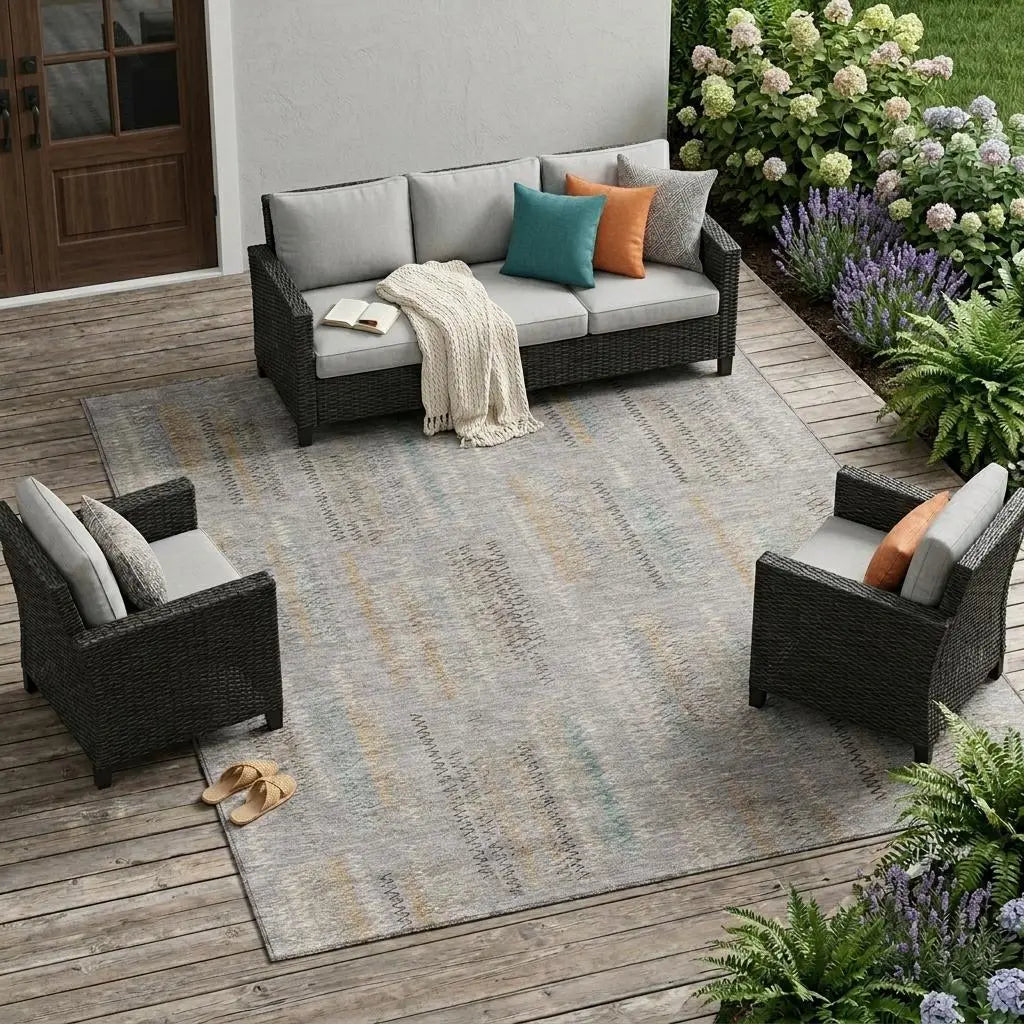10' X 14' Gray And Silver Abstract Washable Indoor Outdoor Area Rug Homeroots Outdoor