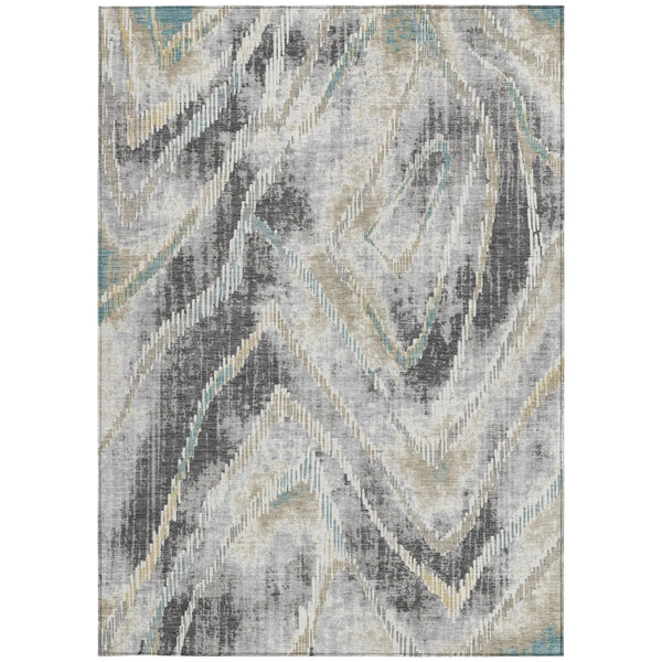 10' X 14' Gray And Silver Abstract Washable Indoor Outdoor Area Rug Homeroots Outdoor