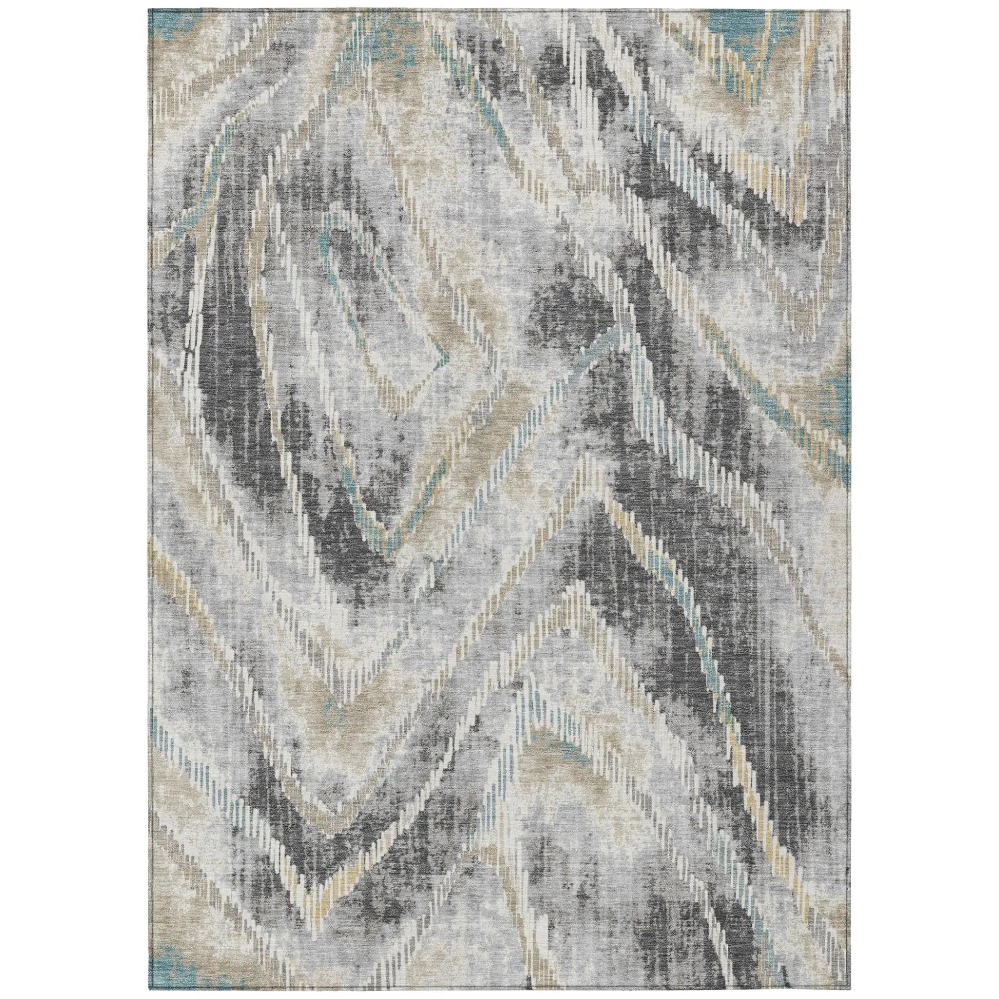 10' X 14' Gray And Silver Abstract Washable Indoor Outdoor Area Rug Homeroots Outdoor