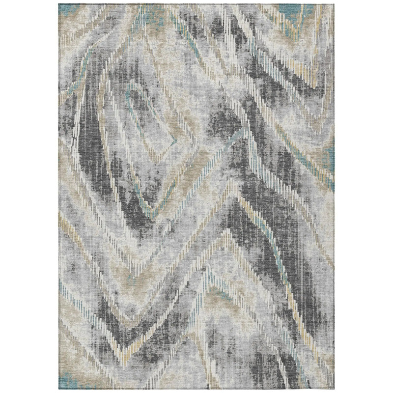 10' X 14' Gray And Silver Abstract Washable Indoor Outdoor Area Rug Homeroots Outdoor