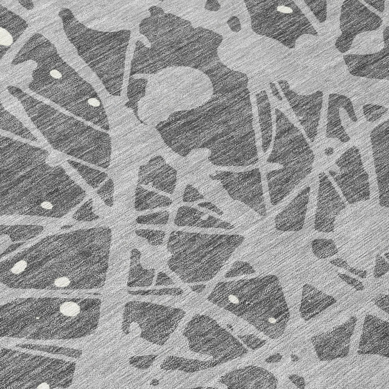 10' X 14' Gray And Silver Abstract Washable Indoor Outdoor Area Rug Homeroots Outdoor
