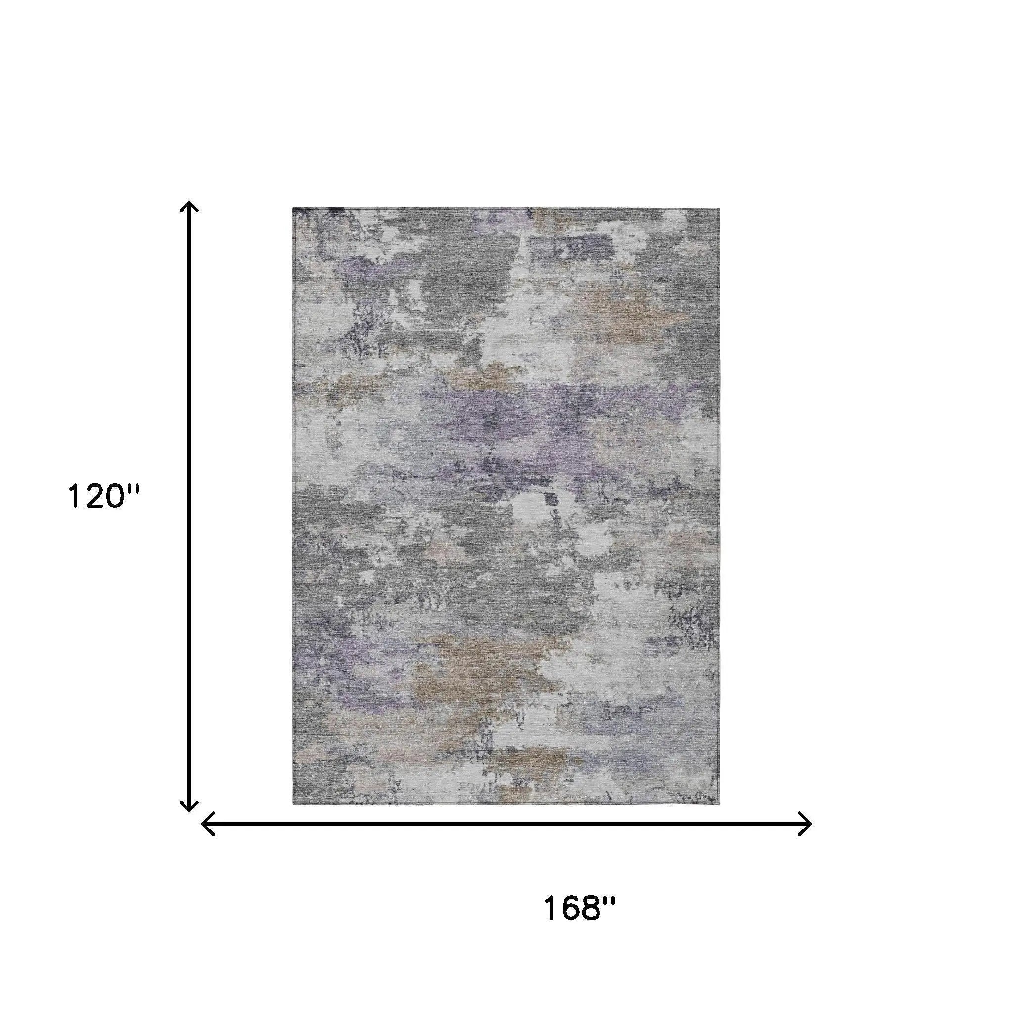 10' X 14' Gray And Silver Abstract Washable Indoor Outdoor Area Rug Homeroots Outdoor