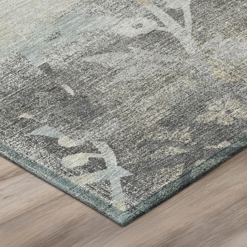 10' X 14' Gray And Silver Botanical Leaves Washable Indoor Outdoor Area Rug Homeroots Outdoor