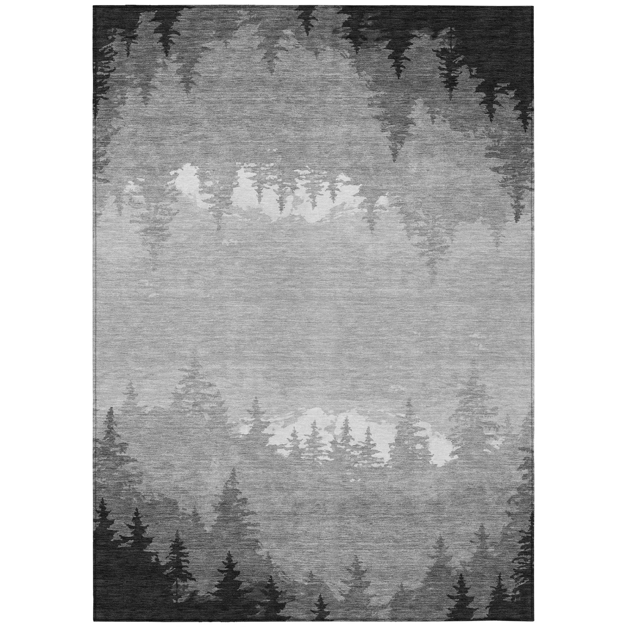10' X 14' Gray And Silver Floral Washable Indoor Outdoor Area Rug Homeroots Outdoor