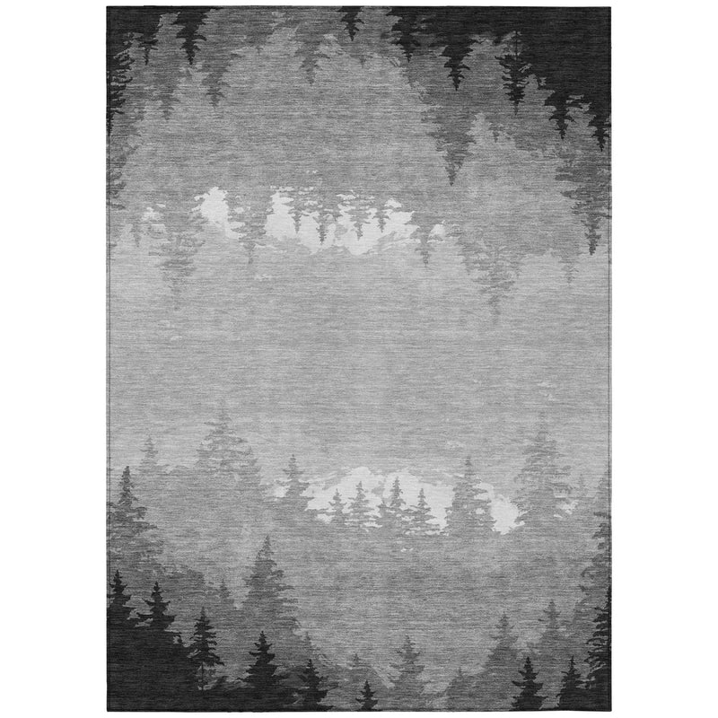 10' X 14' Gray And Silver Floral Washable Indoor Outdoor Area Rug Homeroots Outdoor