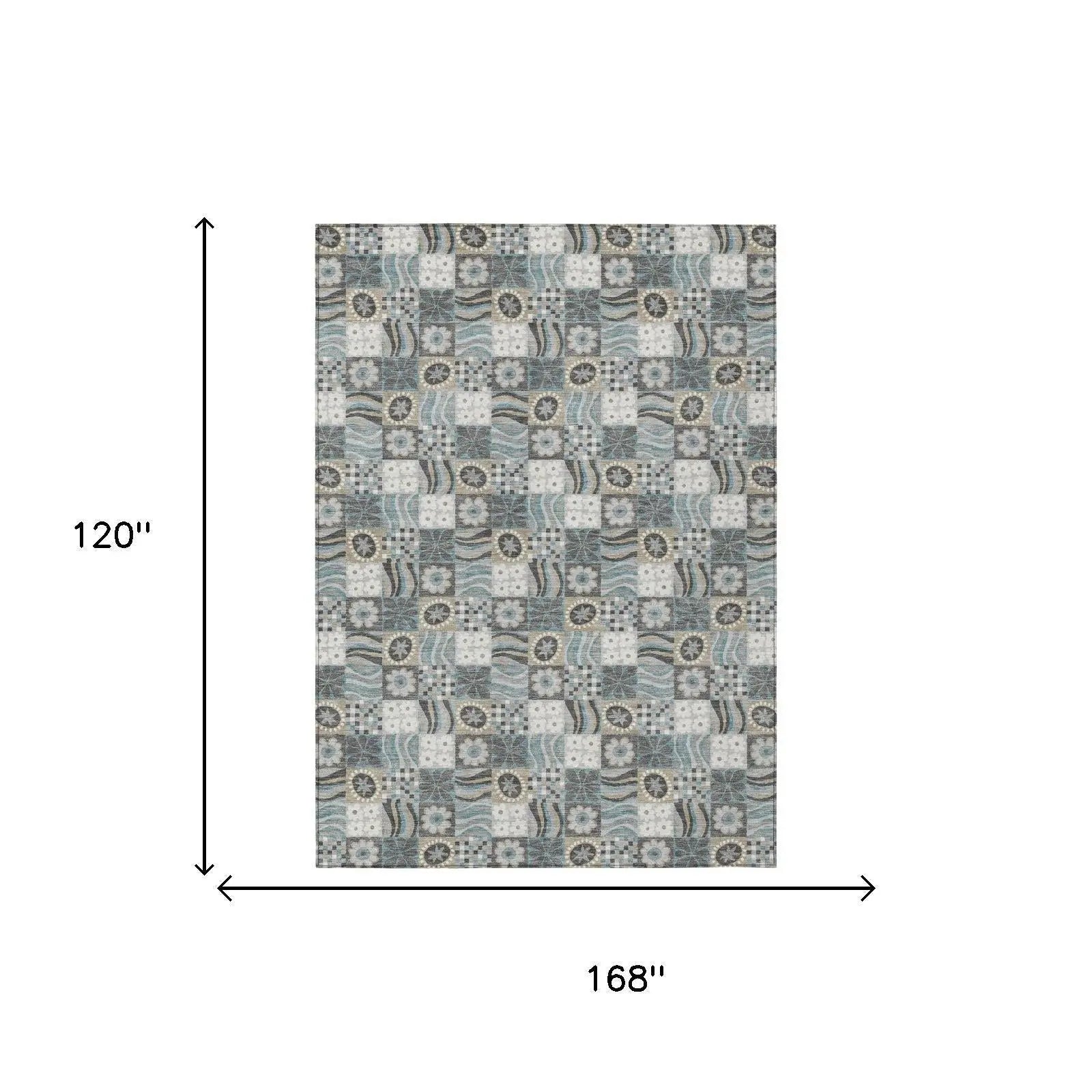 10' X 14' Gray And Silver Floral Washable Indoor Outdoor Area Rug Homeroots Outdoor