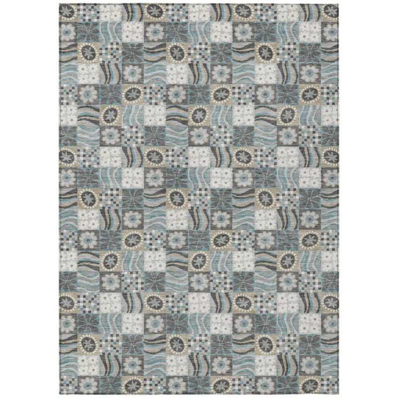 10' X 14' Gray And Silver Floral Washable Indoor Outdoor Area Rug Homeroots Outdoor