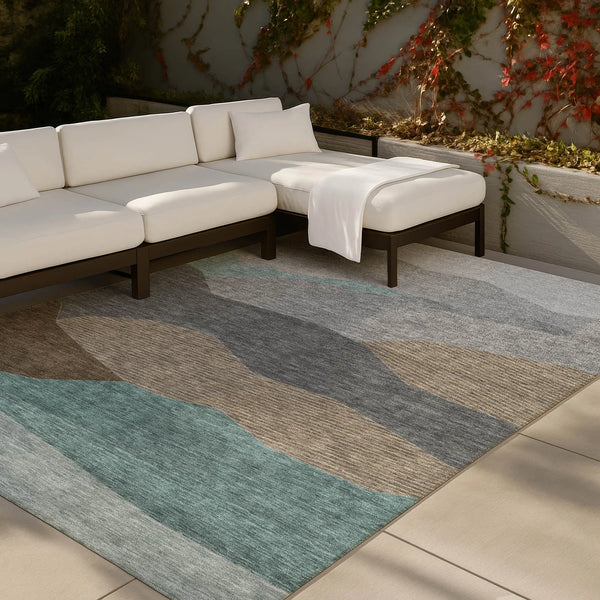 10' X 14' Gray And Silver Geometric Washable Indoor Outdoor Area Rug Homeroots Outdoor