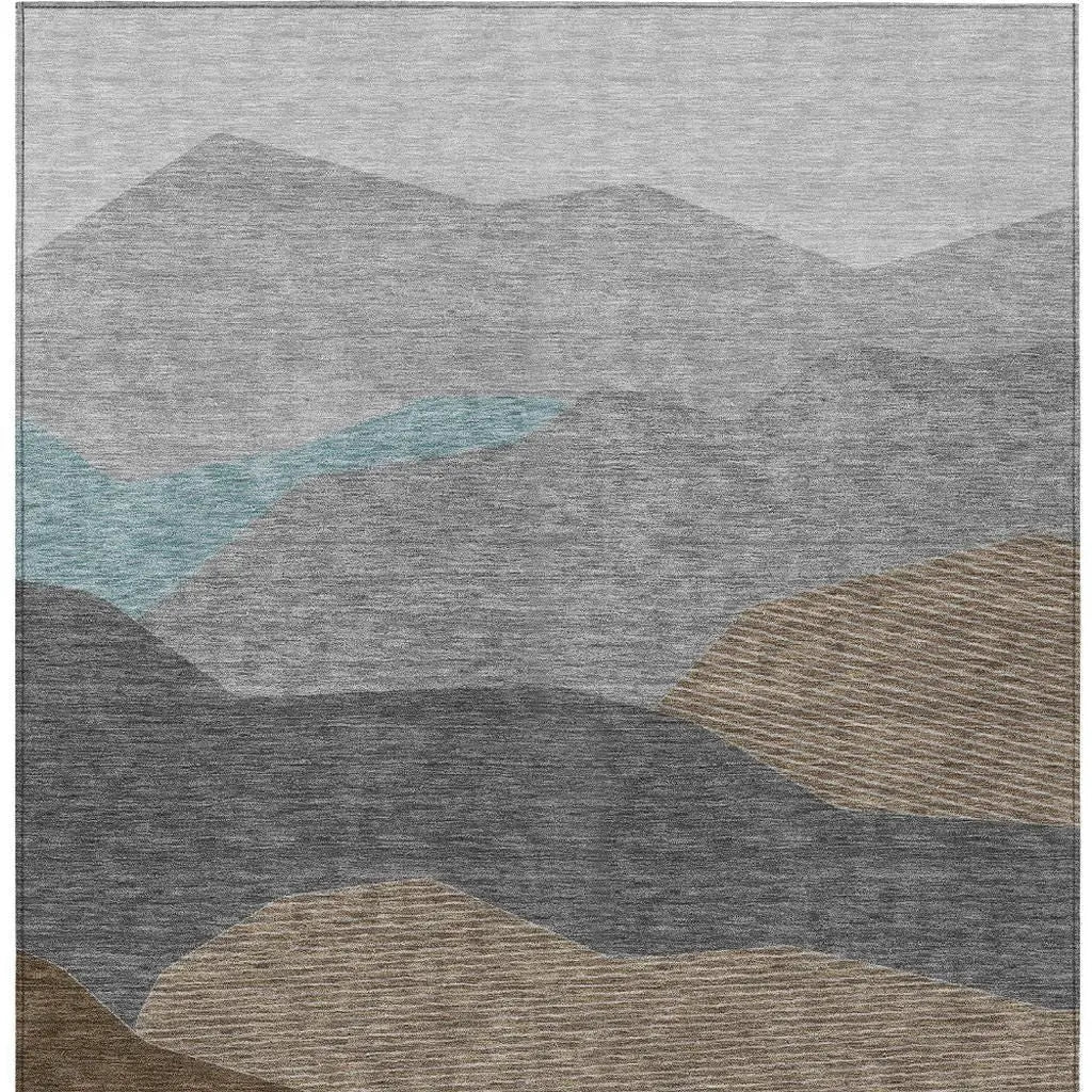 10' X 14' Gray And Silver Geometric Washable Indoor Outdoor Area Rug Homeroots Outdoor