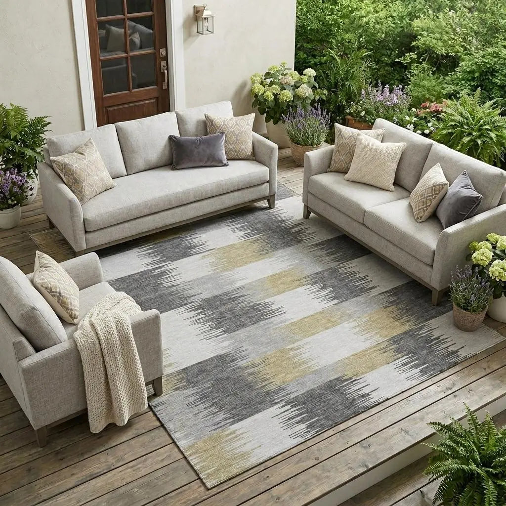 10' X 14' Gray And Silver Geometric Washable Indoor Outdoor Area Rug Homeroots Outdoor
