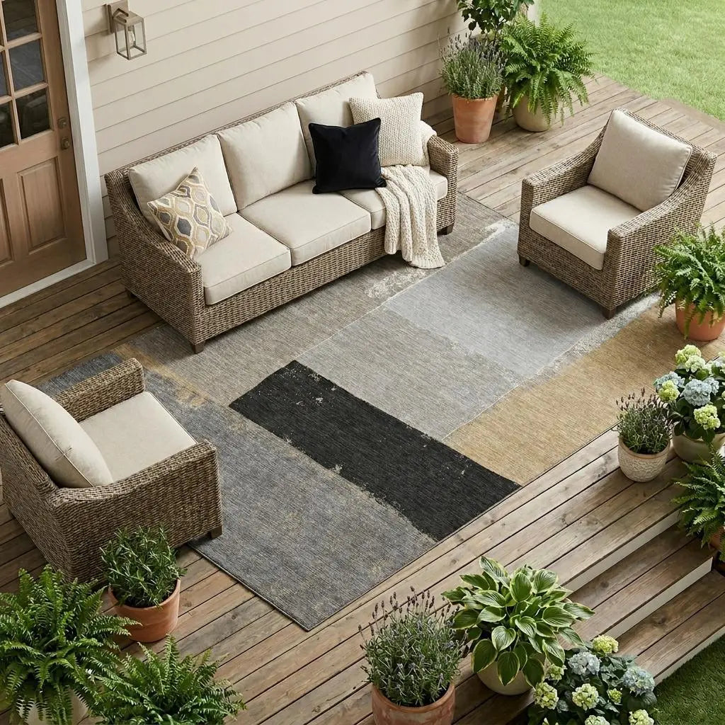 10' X 14' Gray And Silver Geometric Washable Indoor Outdoor Area Rug Homeroots Outdoor