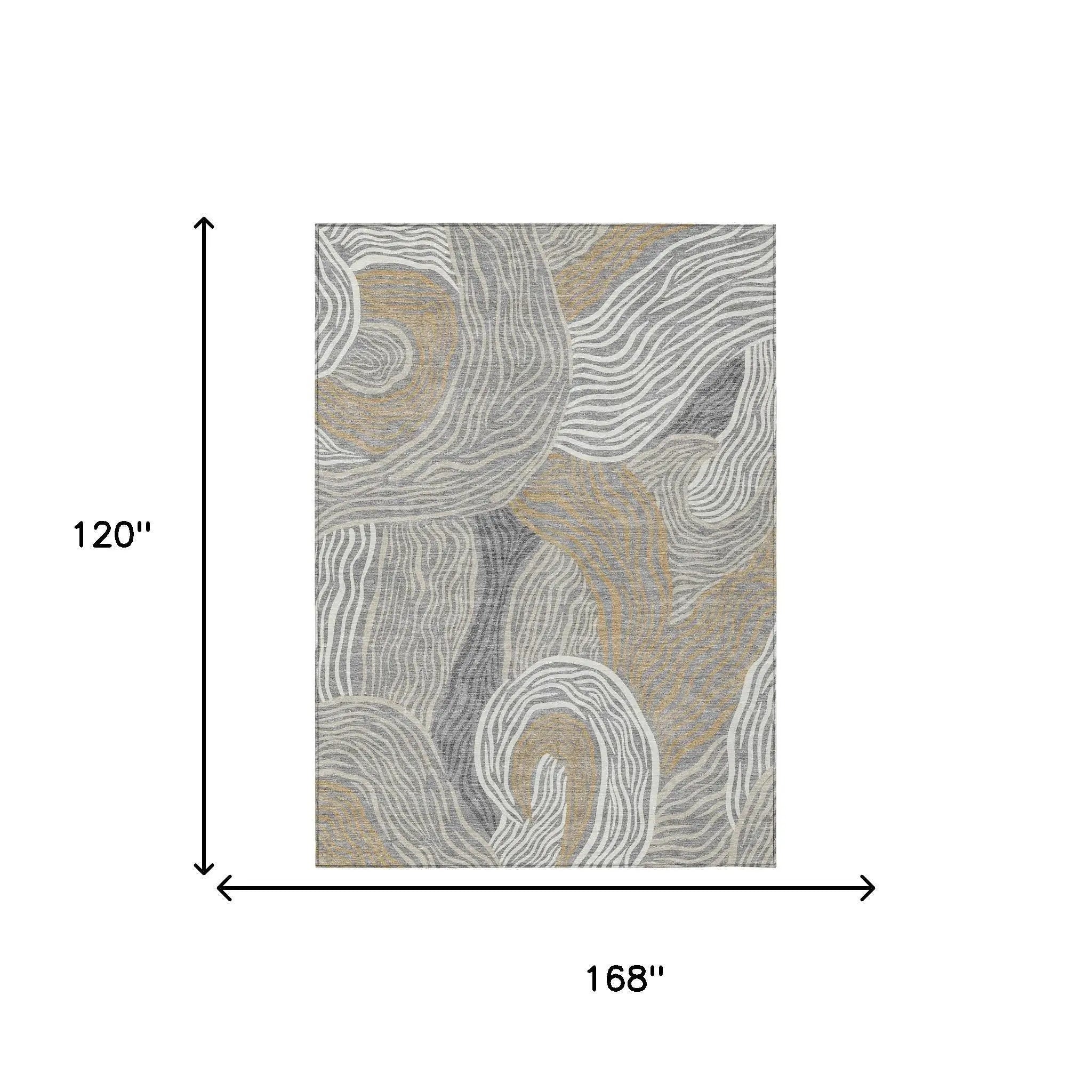 10' X 14' Gray And Silver Ikat Washable Indoor Outdoor Area Rug Homeroots Outdoor