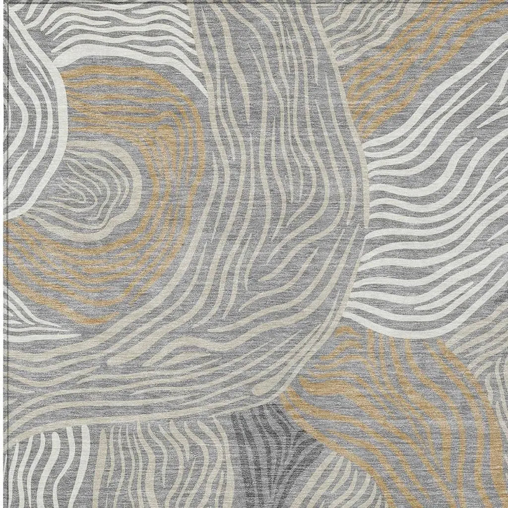 10' X 14' Gray And Silver Ikat Washable Indoor Outdoor Area Rug Homeroots Outdoor