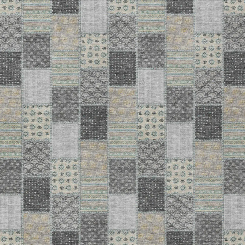 10' X 14' Gray And Silver Patchwork Washable Indoor Outdoor Area Rug Homeroots Outdoor