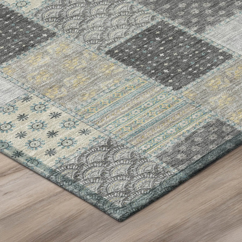 10' X 14' Gray And Silver Patchwork Washable Indoor Outdoor Area Rug Homeroots Outdoor