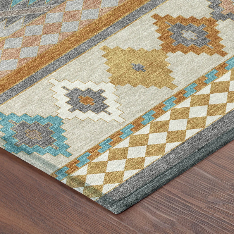 10' X 14' Gray And Silver Southwestern Washable Indoor Outdoor Area Rug Homeroots Outdoor