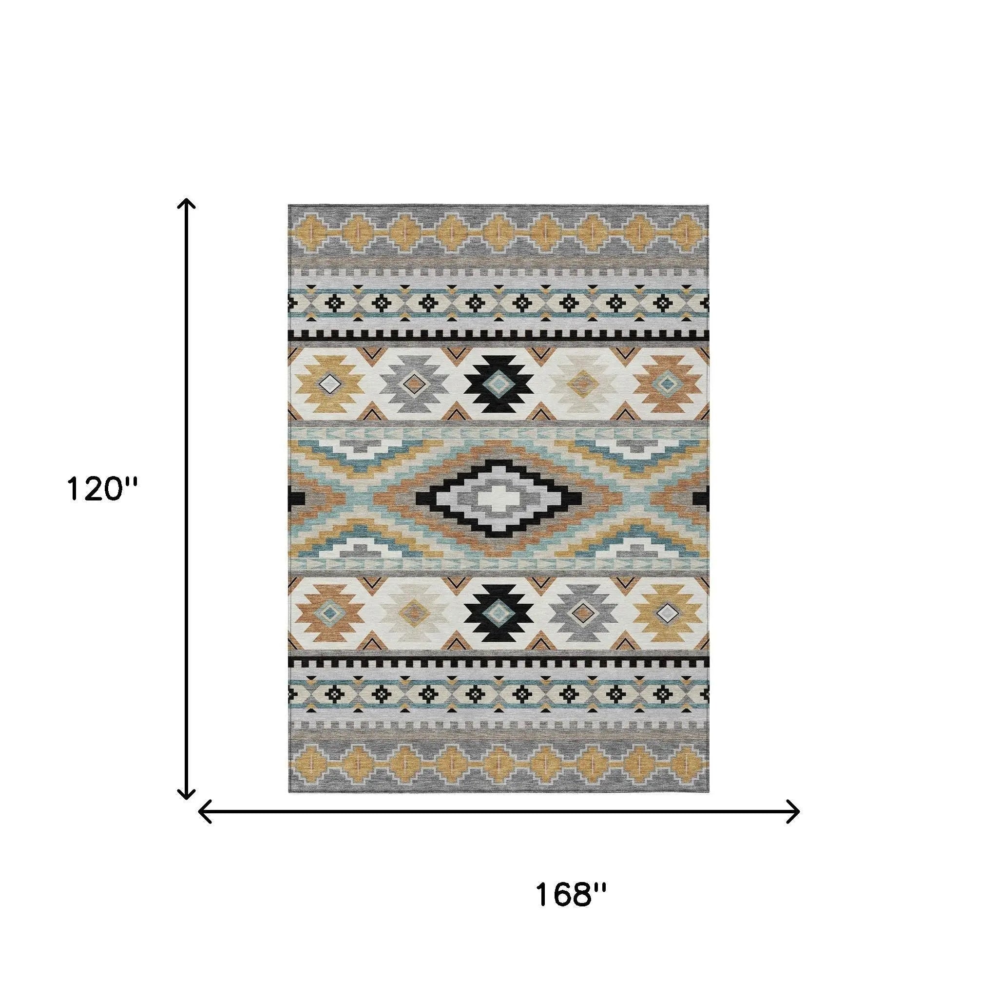 10' X 14' Gray And Silver Southwestern Washable Indoor Outdoor Area Rug Homeroots Outdoor