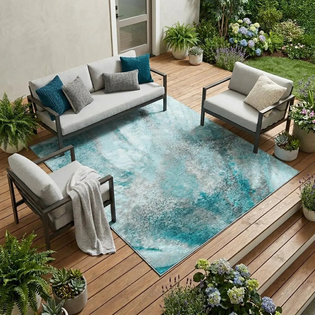 10' X 14' Gray and Ivory Abstract Washable Non Skid Indoor Outdoor Area Rug Homeroots Outdoor
