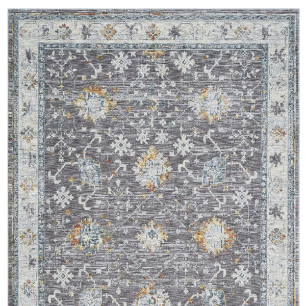 10' X 14' Gray and Ivory Floral Area Rug Homeroots Home Decor