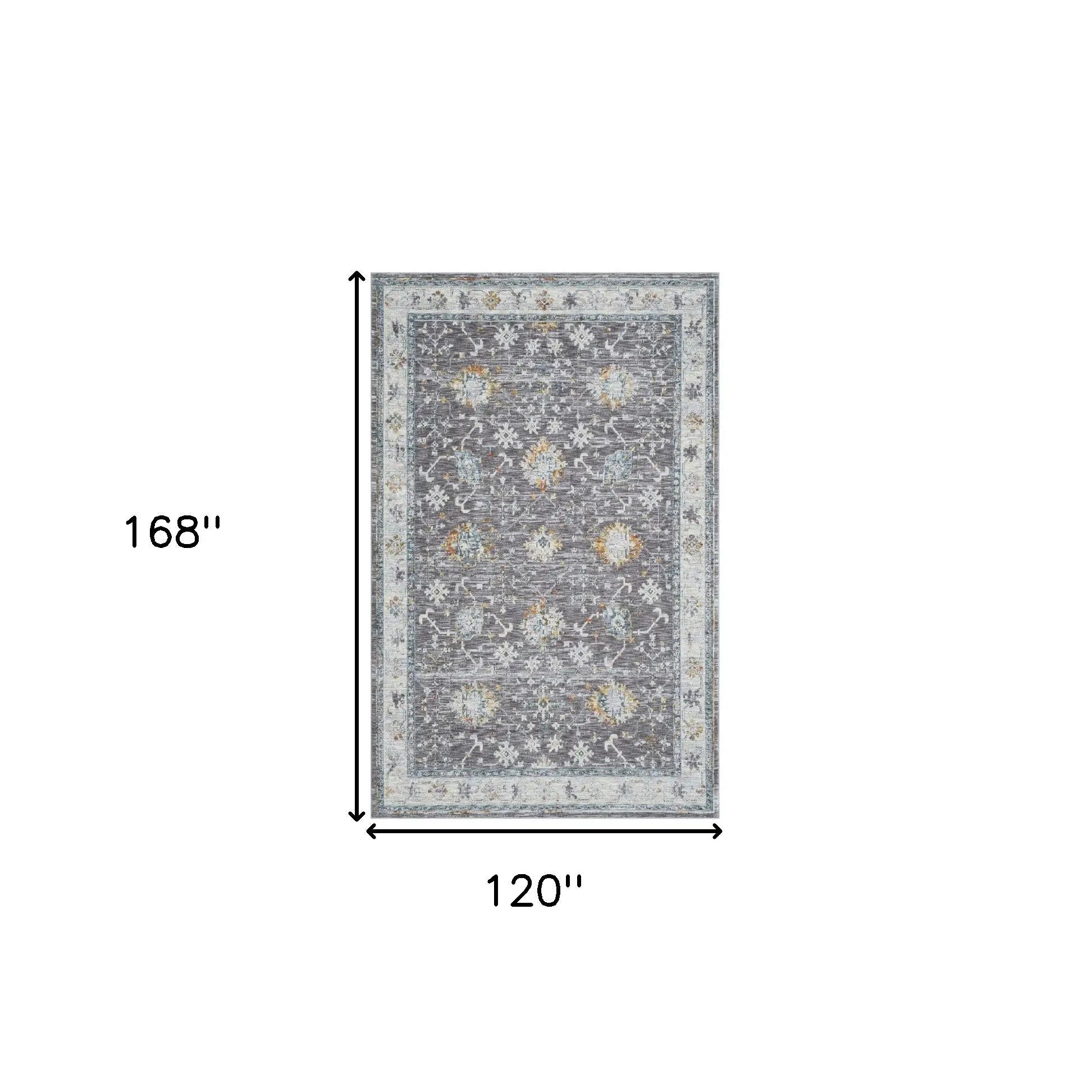 10' X 14' Gray and Ivory Floral Area Rug Homeroots Home Decor