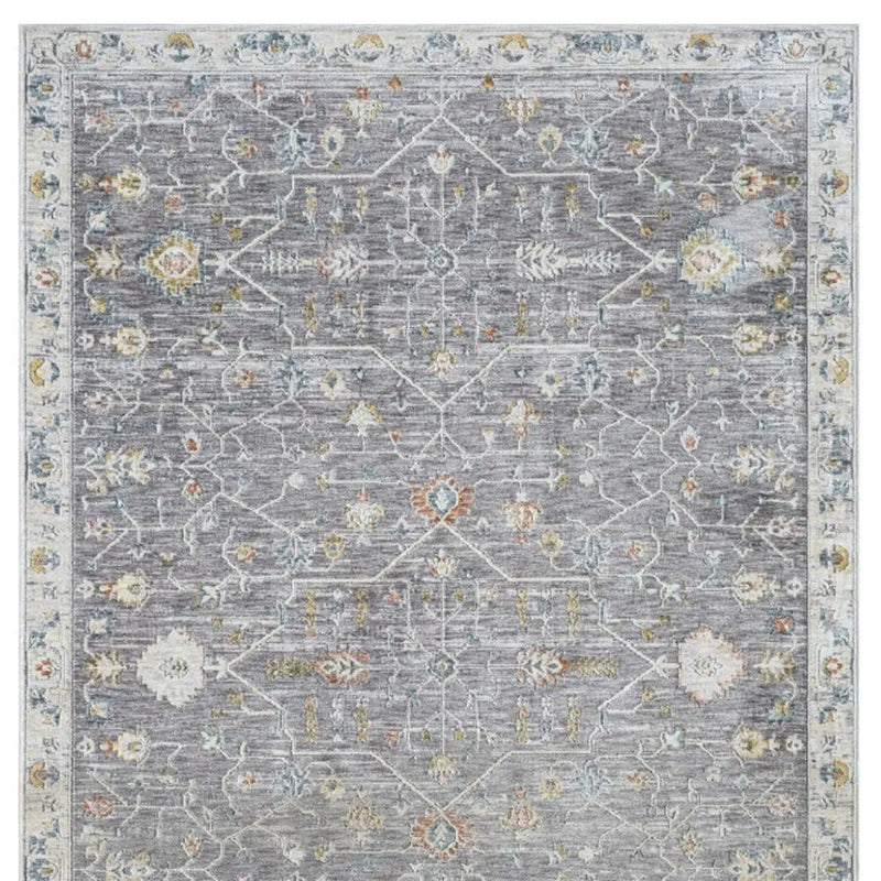 10' X 14' Gray and Ivory Floral Area Rug Homeroots Home Decor