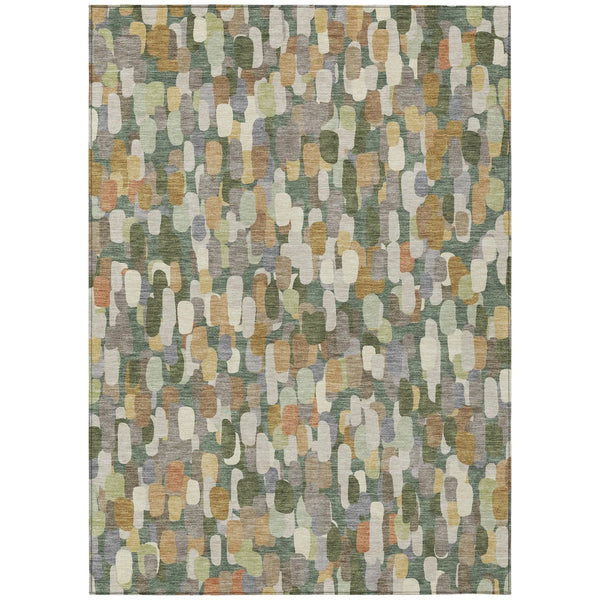 10' X 14' Green And Beige Abstract Washable Indoor Outdoor Area Rug Homeroots Outdoor