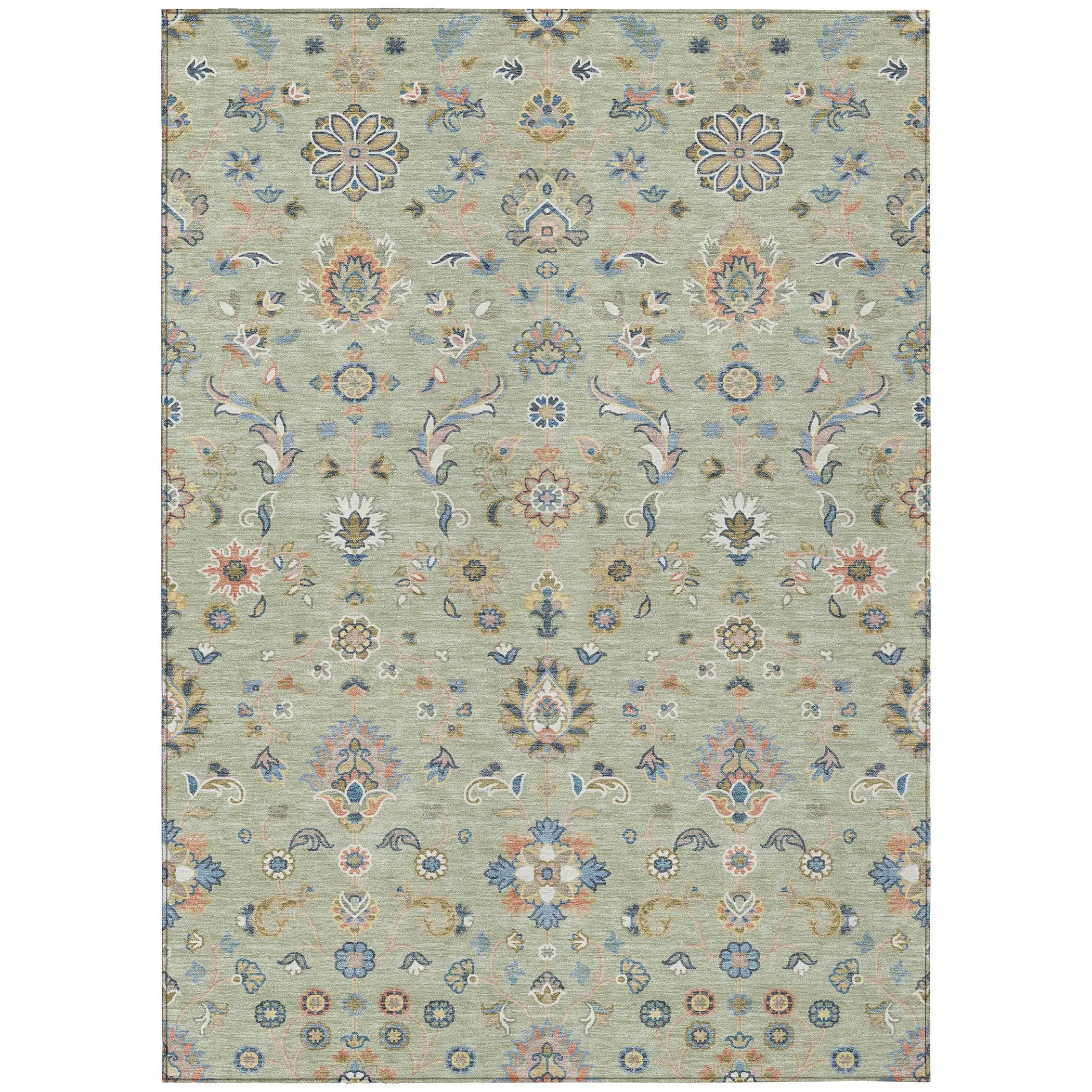 10' X 14' Green And Beige Abstract Washable Indoor Outdoor Area Rug Homeroots Outdoor