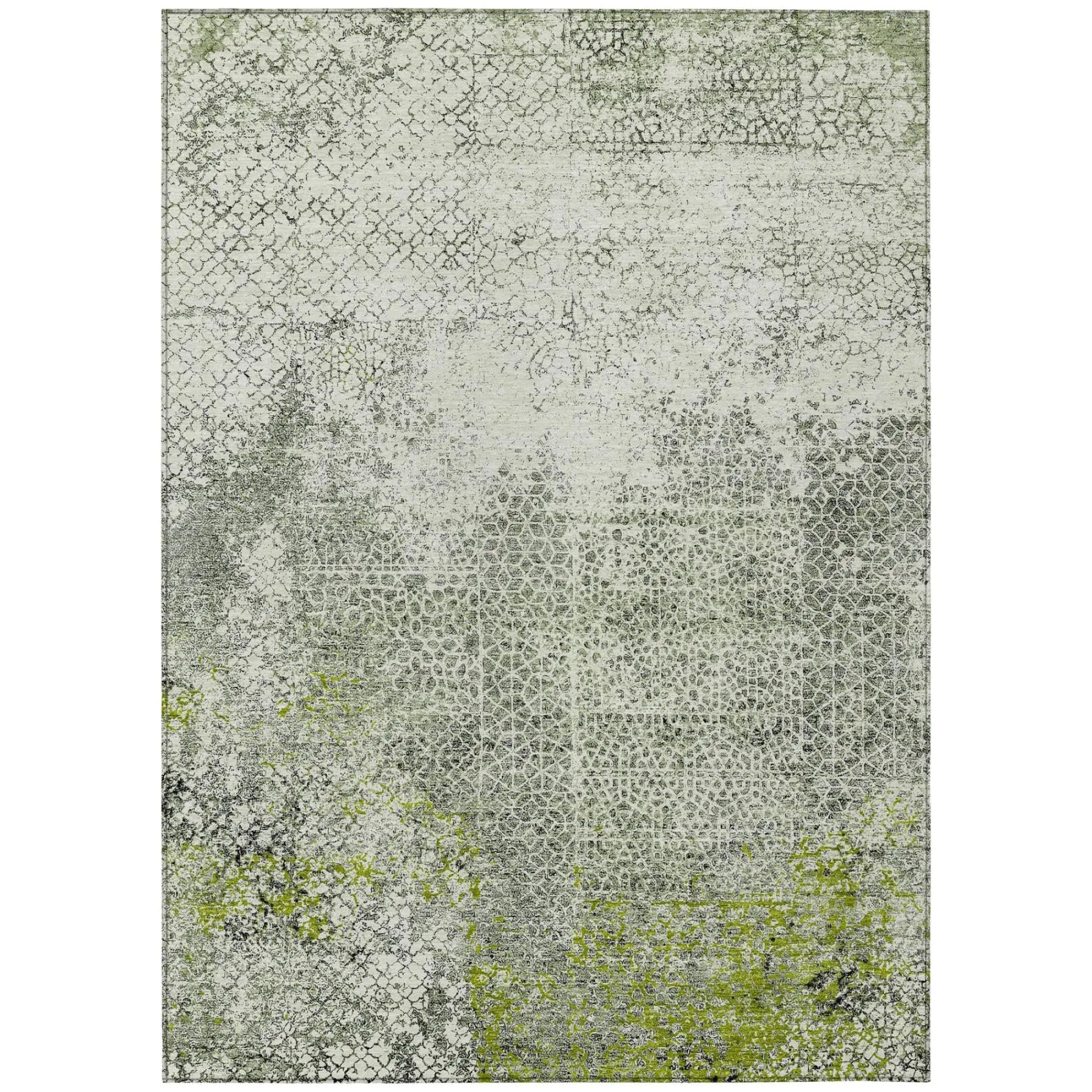 10' X 14' Green And Beige Abstract Washable Indoor Outdoor Area Rug Homeroots Outdoor