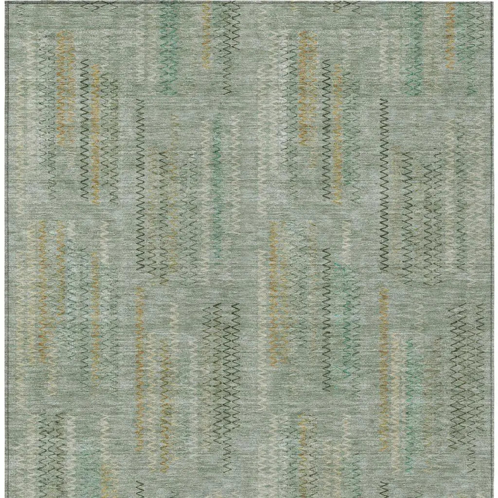 10' X 14' Green And Beige Abstract Washable Indoor Outdoor Area Rug Homeroots Outdoor