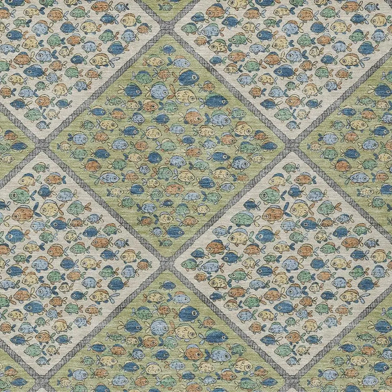 10' X 14' Green And Beige Abstract Washable Indoor Outdoor Area Rug Homeroots Outdoor