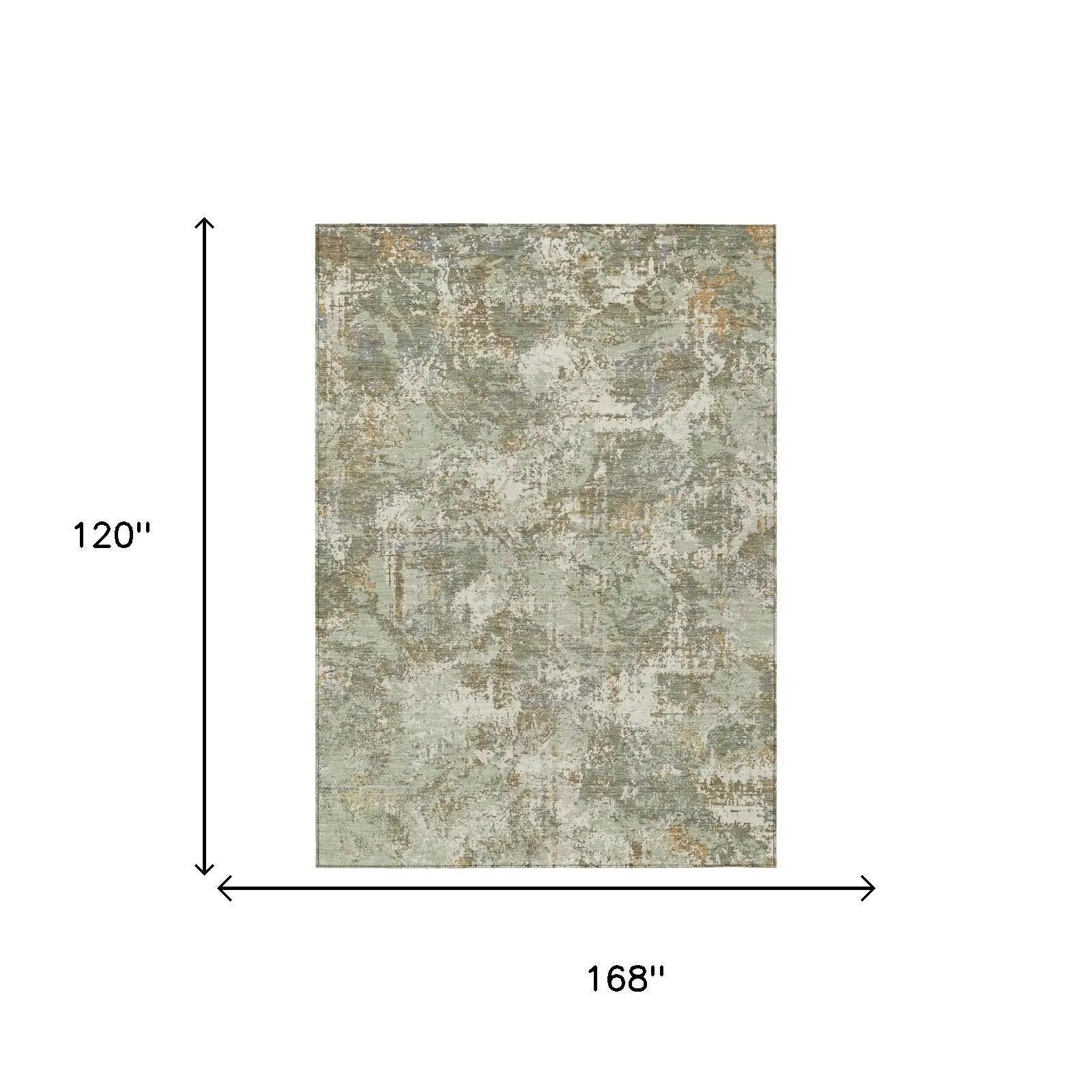 10' X 14' Green And Beige Abstract Washable Indoor Outdoor Area Rug Homeroots Outdoor