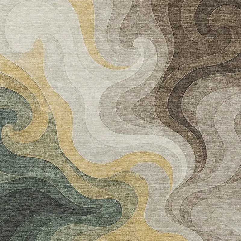 10' X 14' Green And Beige Abstract Washable Indoor Outdoor Area Rug Homeroots Outdoor