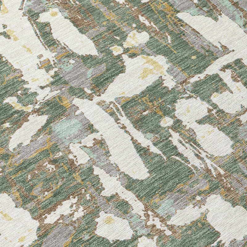 10' X 14' Green And Beige Abstract Washable Indoor Outdoor Area Rug Homeroots Outdoor