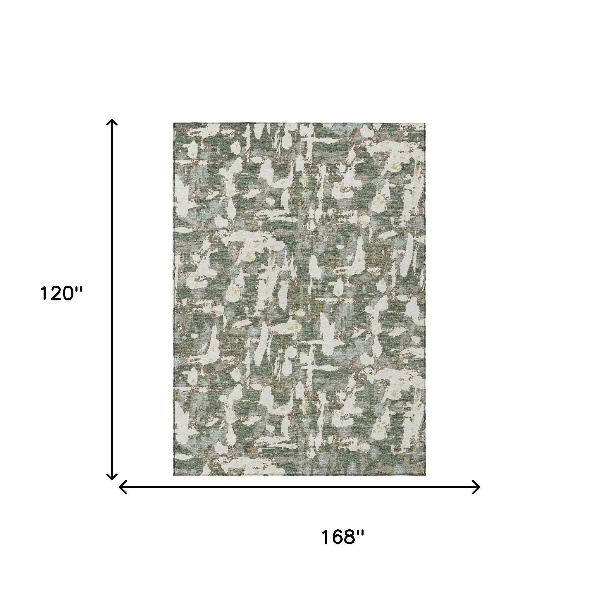 10' X 14' Green And Beige Abstract Washable Indoor Outdoor Area Rug Homeroots Outdoor