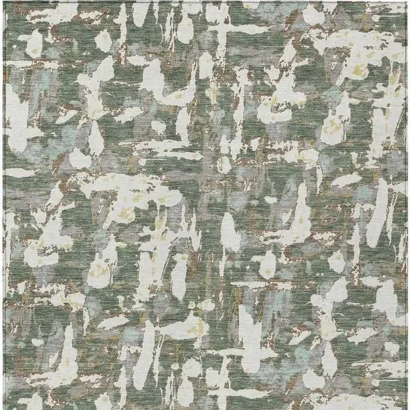 10' X 14' Green And Beige Abstract Washable Indoor Outdoor Area Rug Homeroots Outdoor
