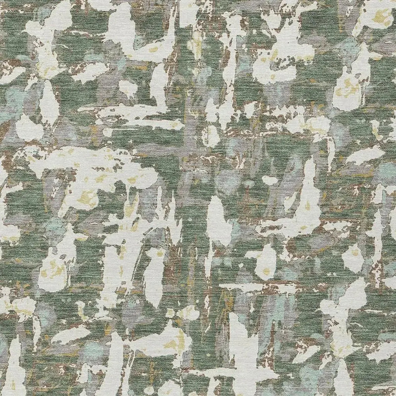 10' X 14' Green And Beige Abstract Washable Indoor Outdoor Area Rug Homeroots Outdoor