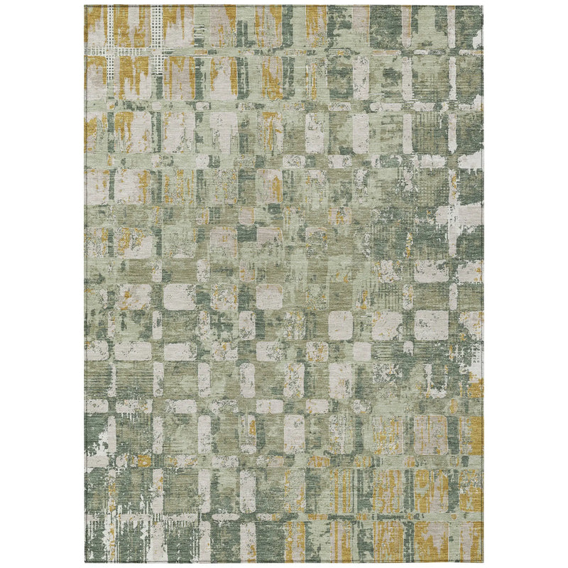10' X 14' Green And Beige Abstract Washable Indoor Outdoor Area Rug Homeroots Outdoor