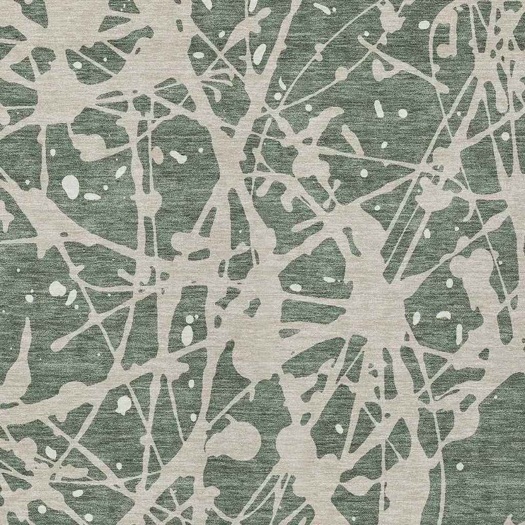 10' X 14' Green And Beige Abstract Washable Indoor Outdoor Area Rug Homeroots Outdoor