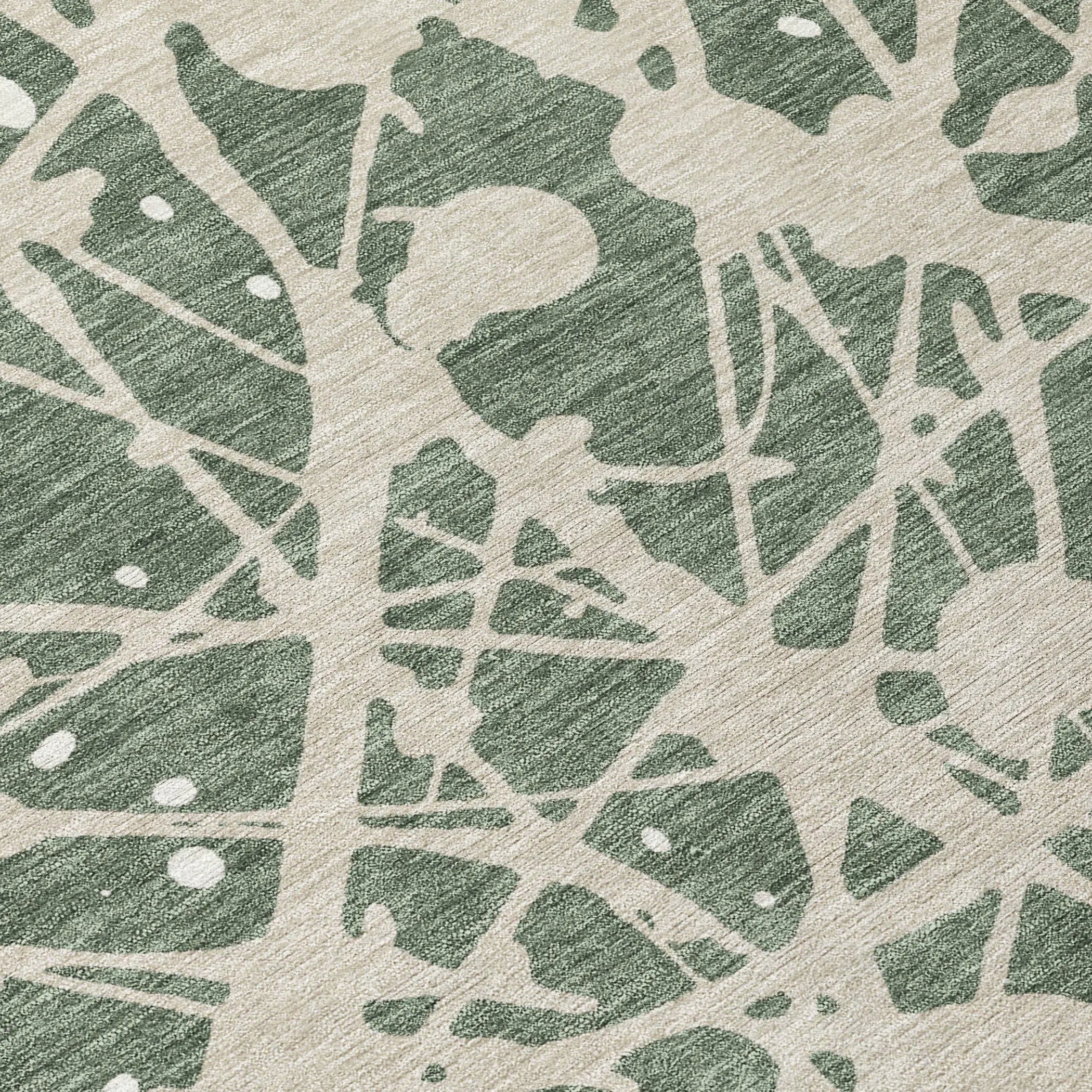 10' X 14' Green And Beige Abstract Washable Indoor Outdoor Area Rug Homeroots Outdoor