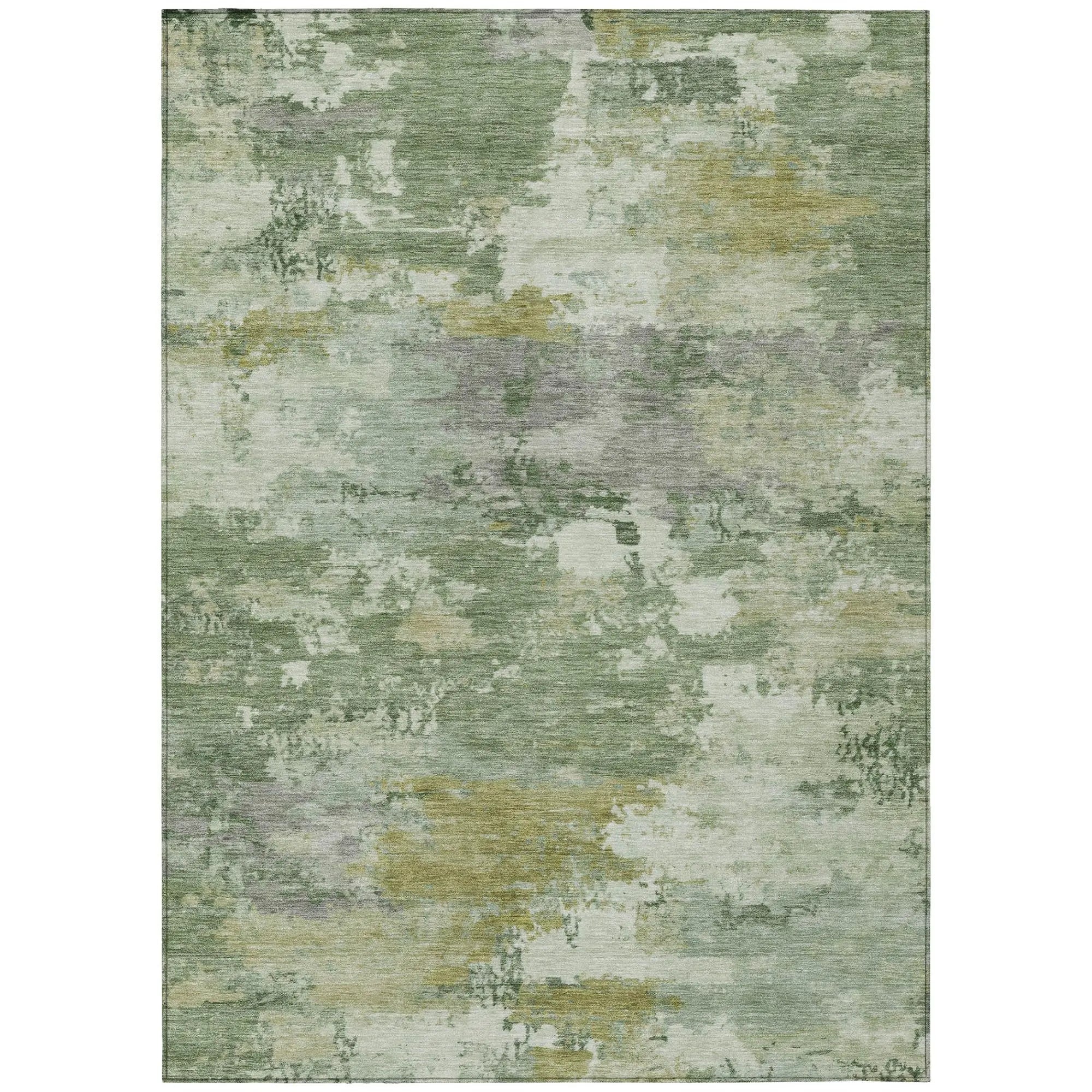 10' X 14' Green And Beige Abstract Washable Indoor Outdoor Area Rug Homeroots Outdoor