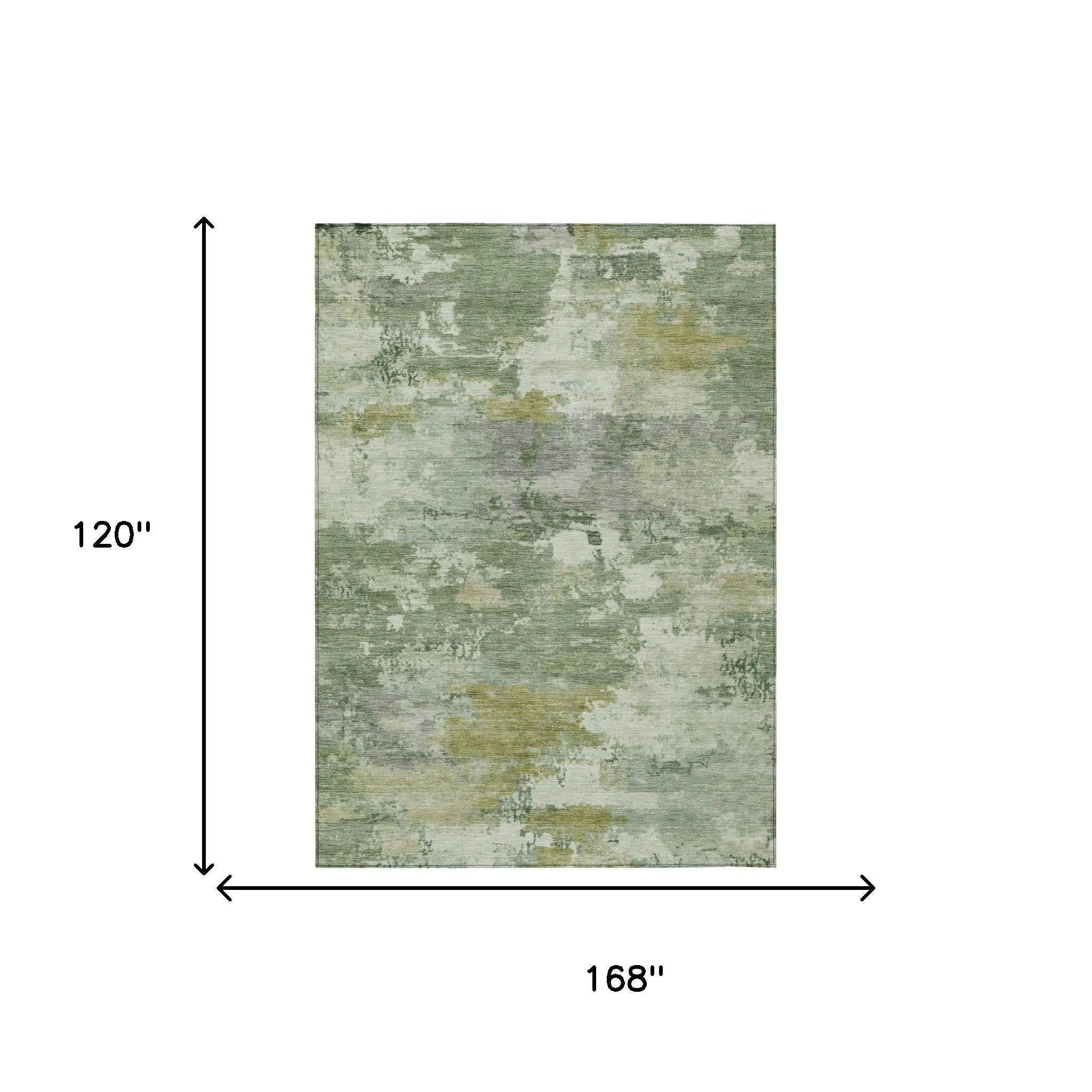 10' X 14' Green And Beige Abstract Washable Indoor Outdoor Area Rug Homeroots Outdoor