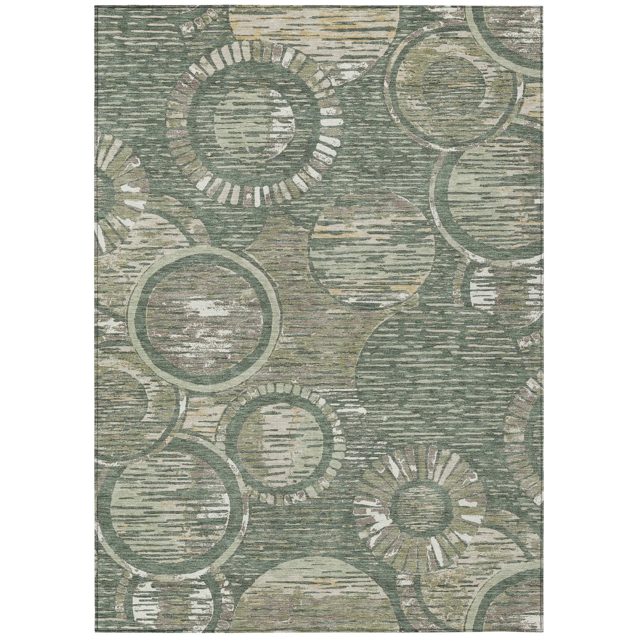 10' X 14' Green And Beige Geometric Washable Indoor Outdoor Area Rug Homeroots Outdoor